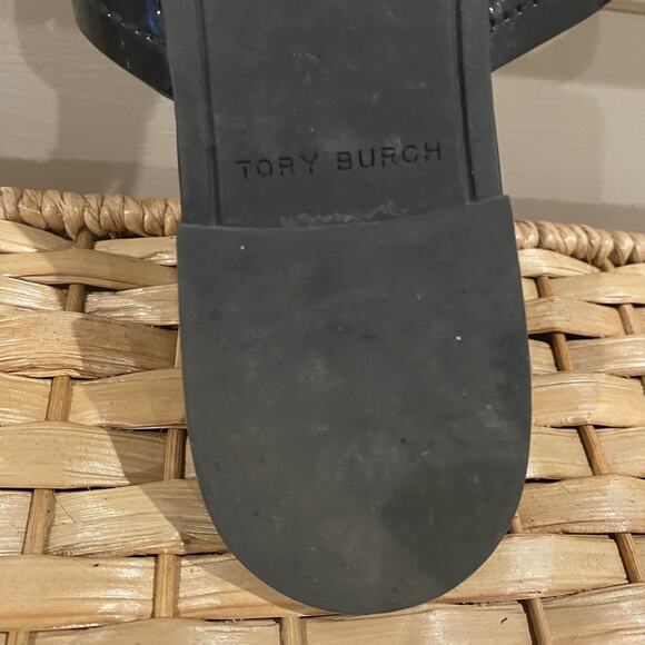 NOT FOR SALE: TORY BURCH Sz 9 Miller Black Patent Leather Thong Sandals - Picture 5 of 7